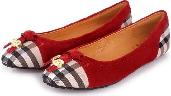 Burberry Flat Shoes Red/ Gold Wmns